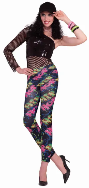 Halloween 80's Hip Hop Woman Costume Leggings