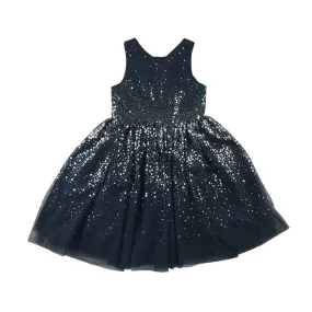 H&M dress 5-6 years navy blue mesh layered with sequins