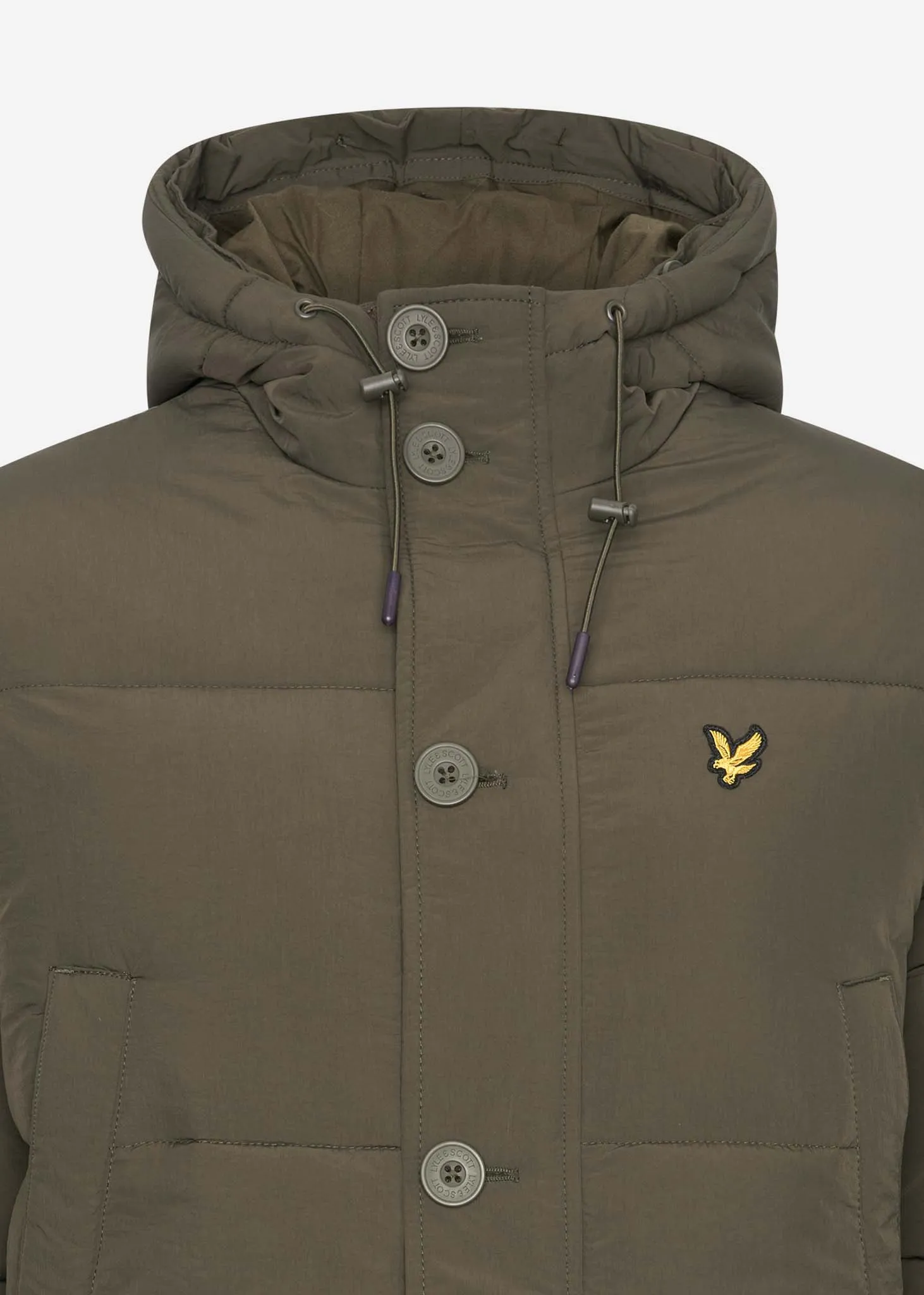 Heavyweight longline puffer jacket - olive