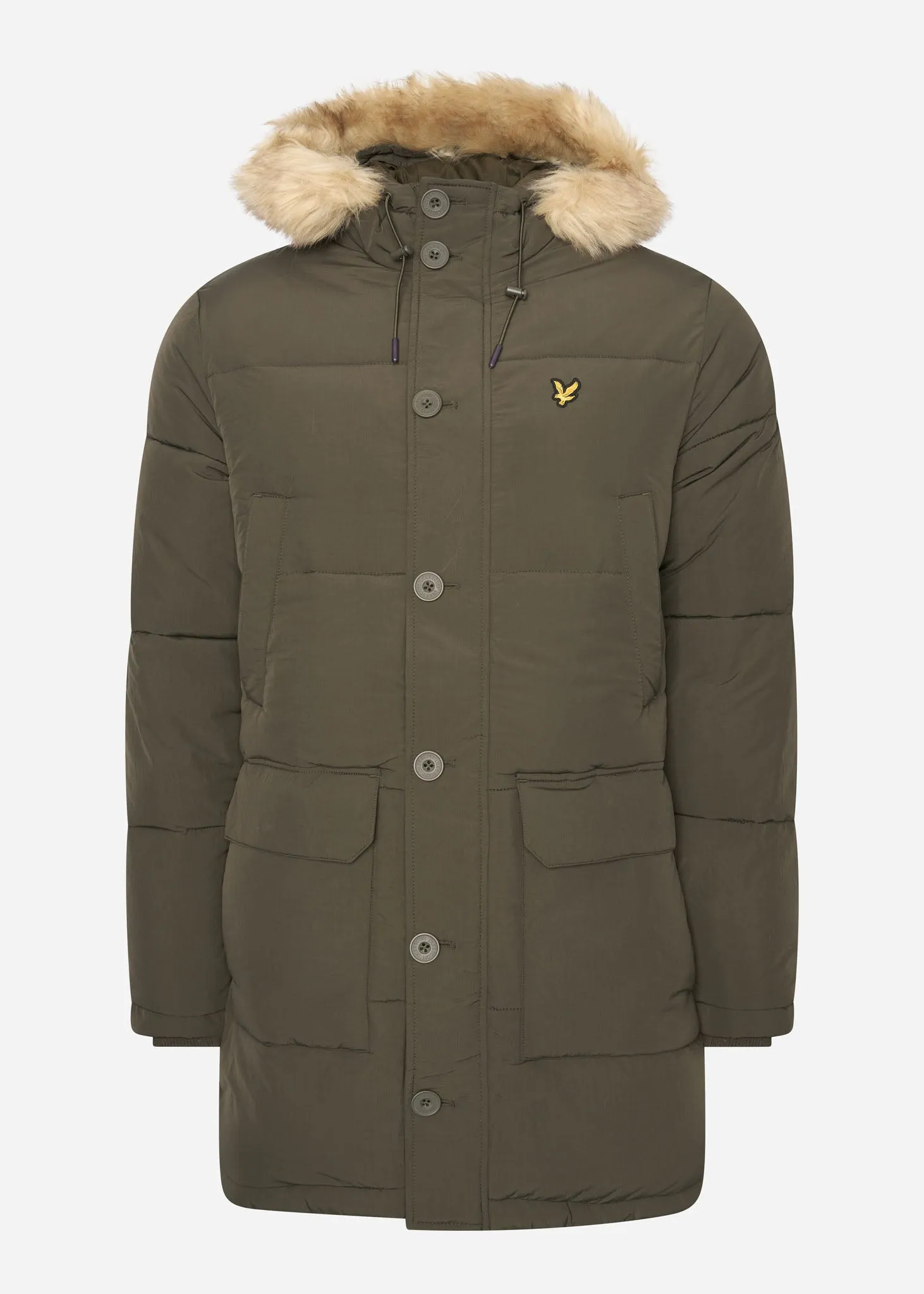 Heavyweight longline puffer jacket - olive