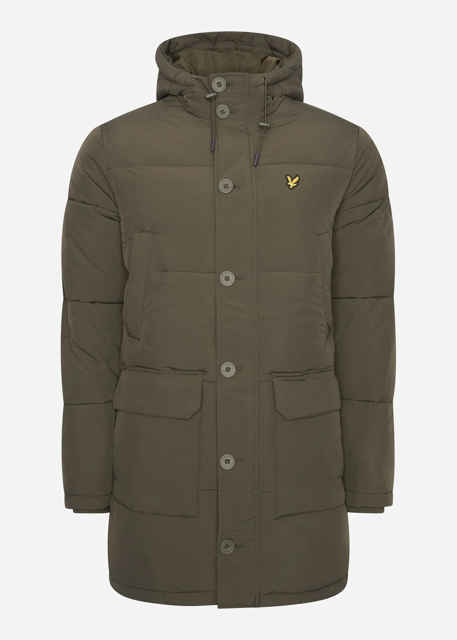 Heavyweight longline puffer jacket - olive