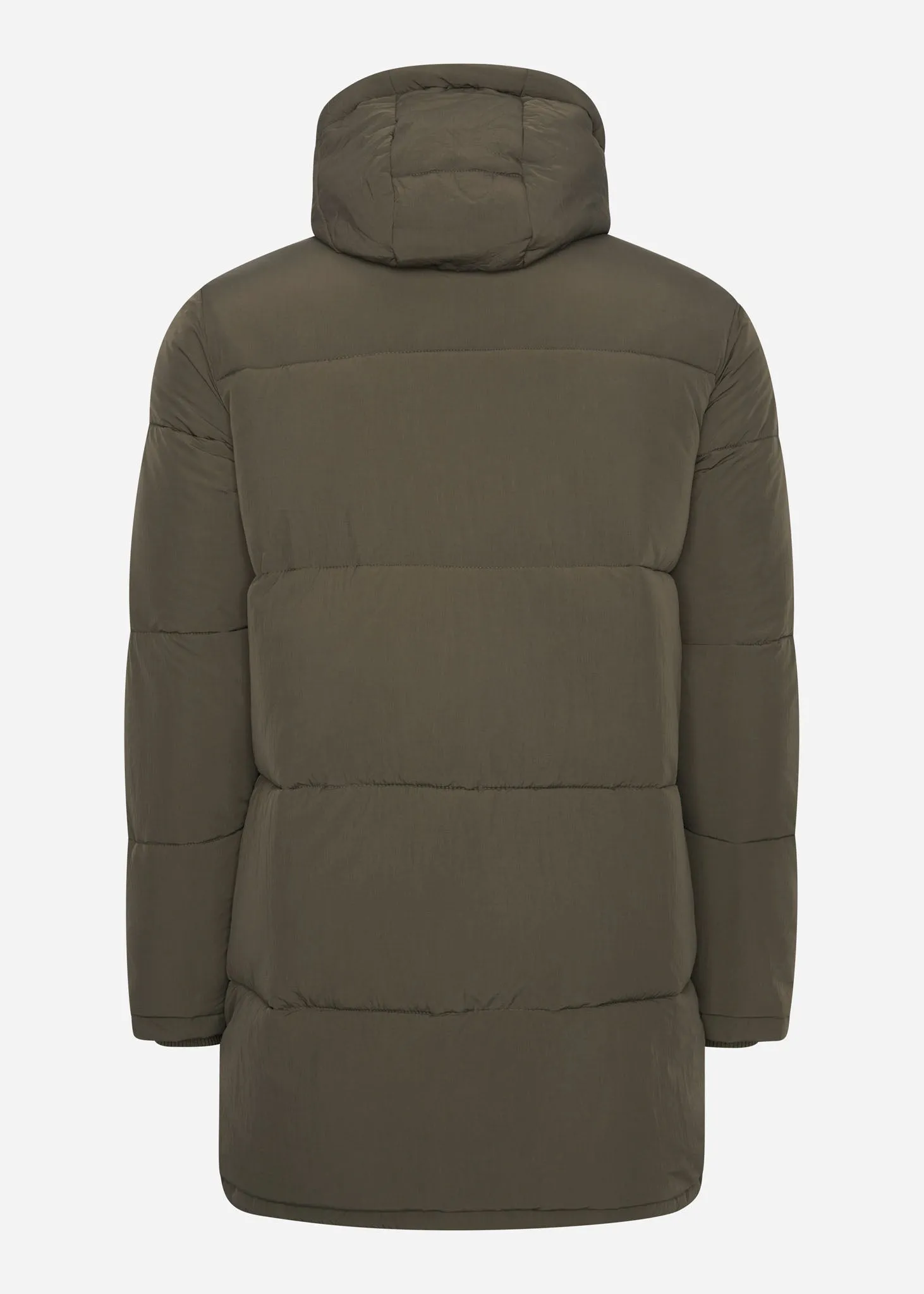 Heavyweight longline puffer jacket - olive