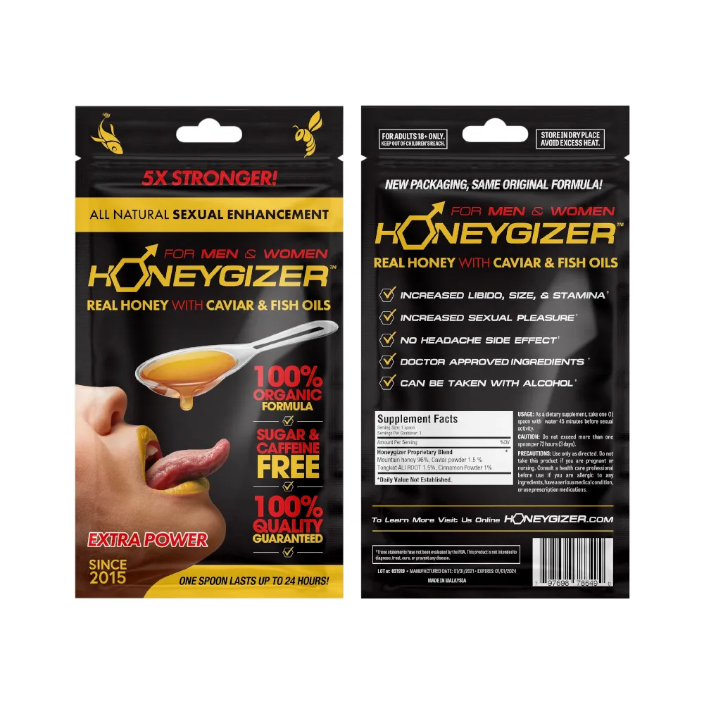 HONEYGIZER Male Sexual Enhancement- Real Honey With Caviar & Fish Oils (24 Spoons)