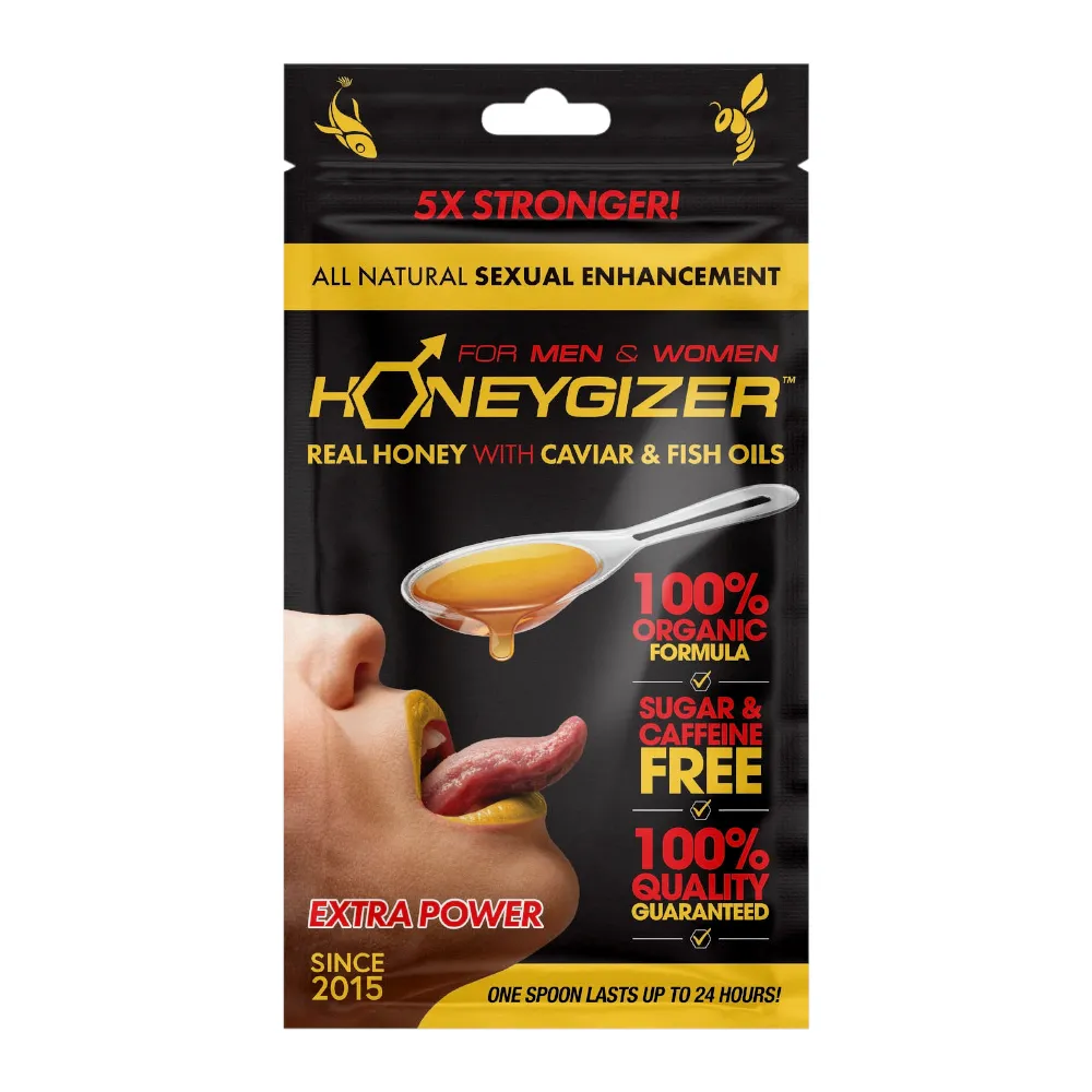 HONEYGIZER Male Sexual Enhancement- Real Honey With Caviar & Fish Oils (24 Spoons)