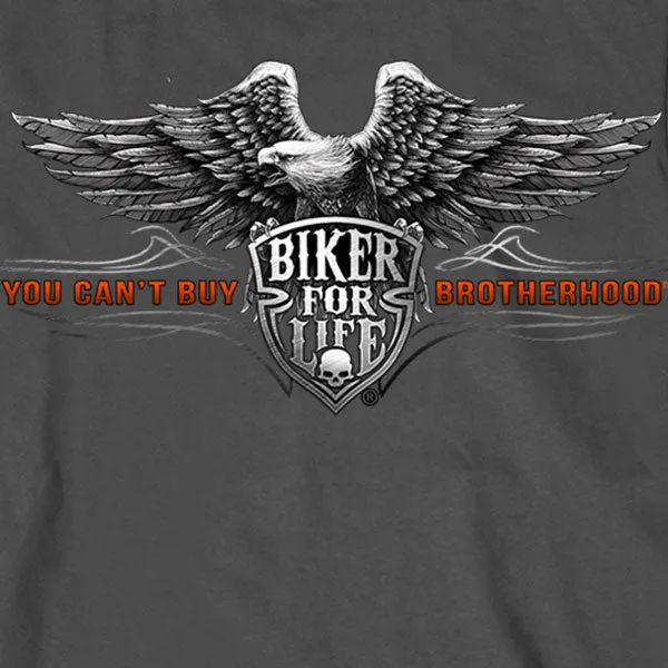 Hot Leathers GMS2295 Men’s ‘Brotherhood Eagle’ Long Sleeve Charcoal T-Shirt