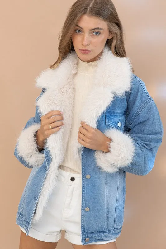 IN STOCK!! Penny Faux Fur Denim Jacket