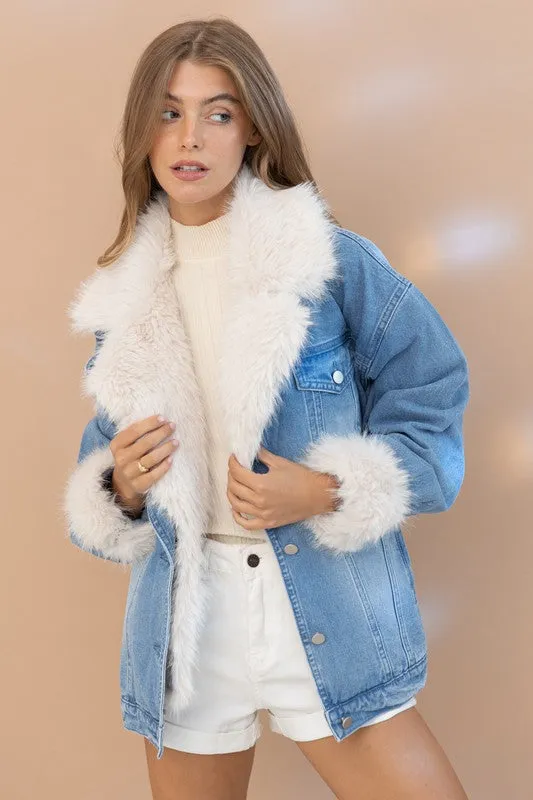 IN STOCK!! Penny Faux Fur Denim Jacket