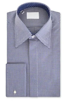 Indigo Star over White Forward Point Collar Shirt