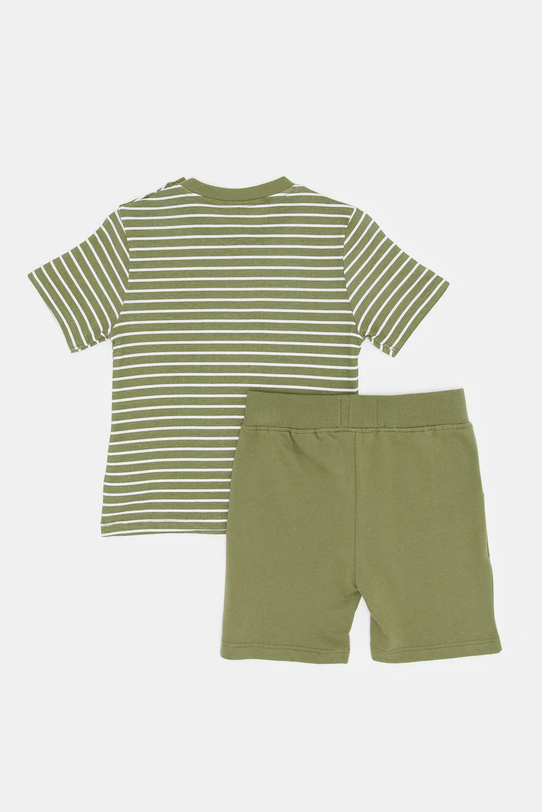 Infant Boys Olive Striped Casual Set (2 Piece)