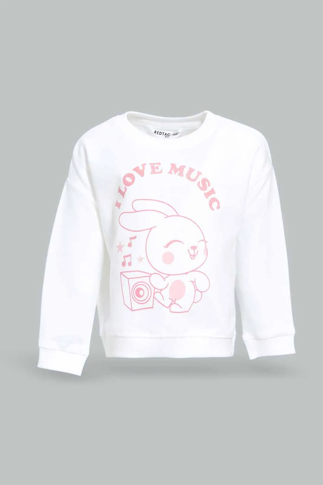 Infant Girls White Print Sweatshirt