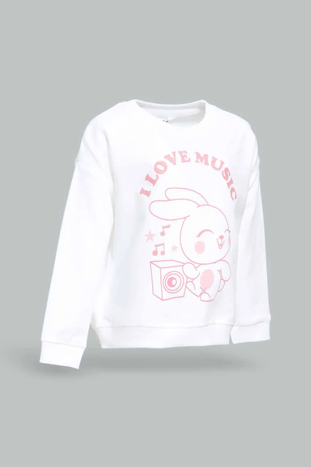 Infant Girls White Print Sweatshirt