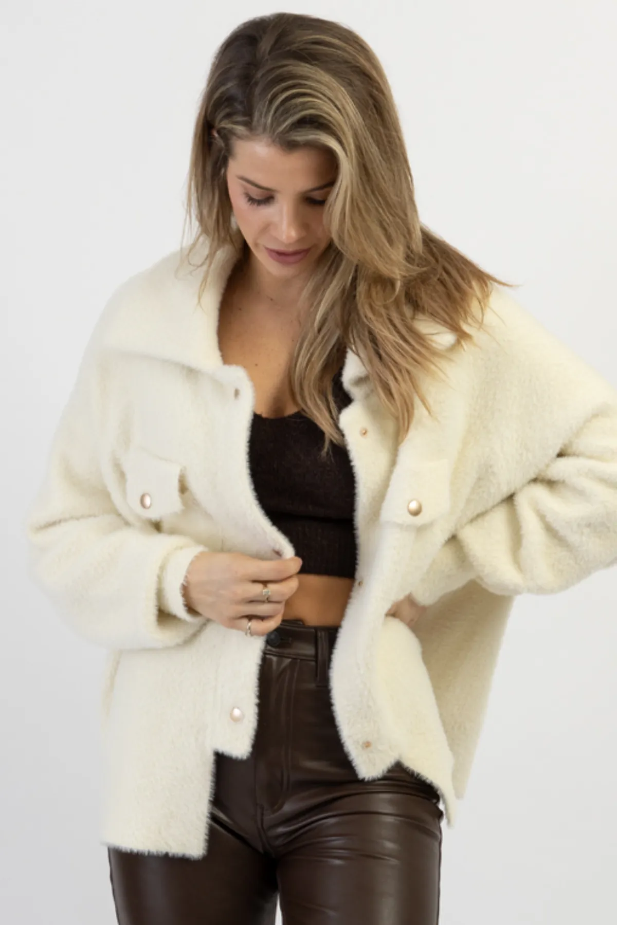 IVORY FRANKIE SOFT FUR SHACKET