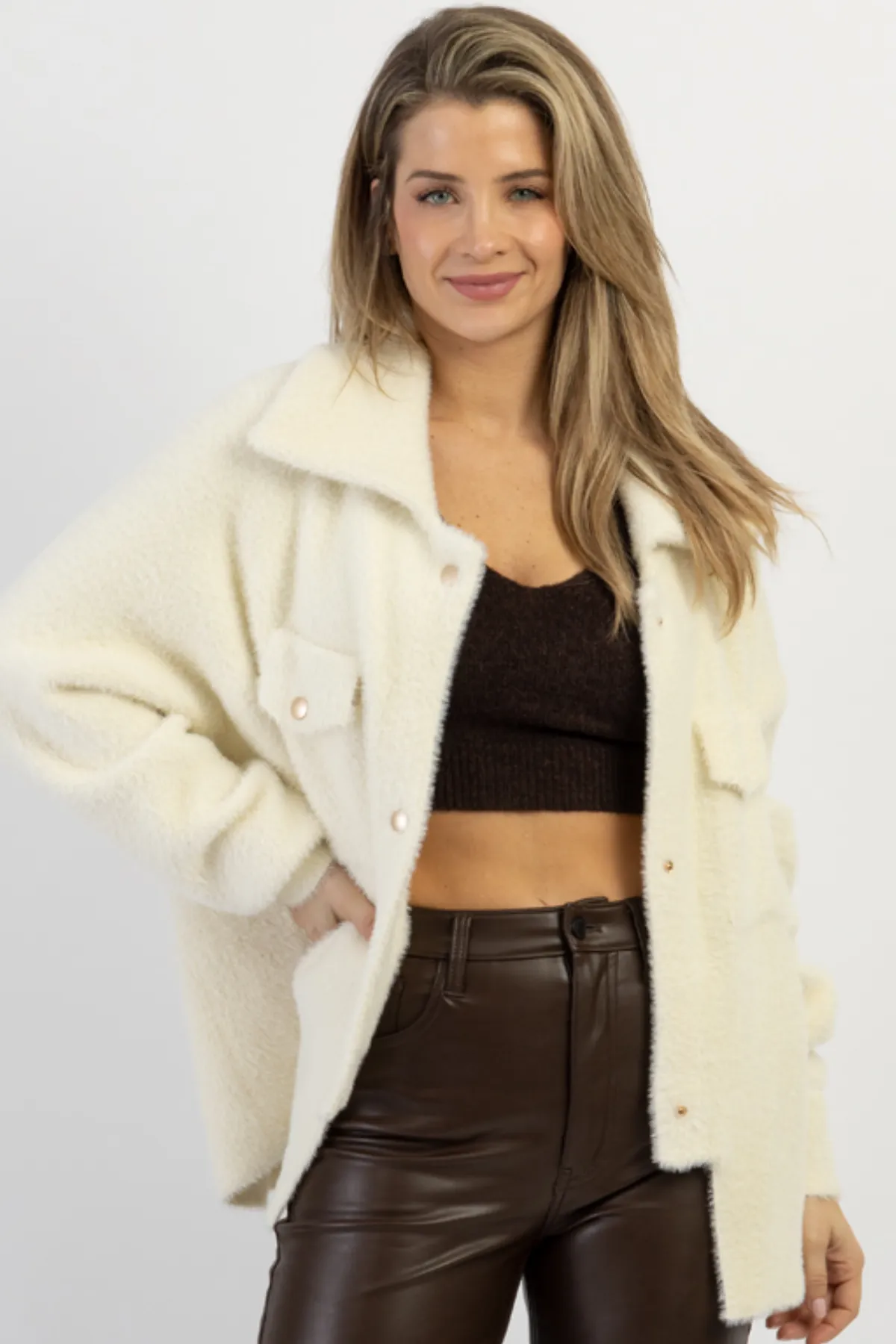 IVORY FRANKIE SOFT FUR SHACKET