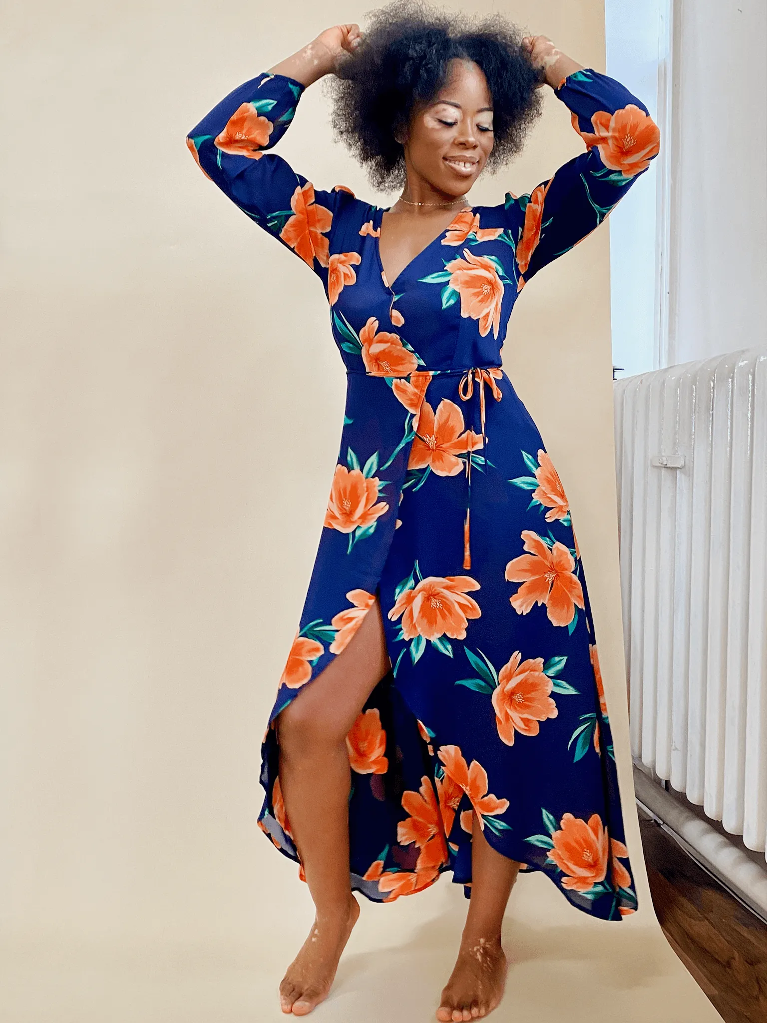 Jagger Maxi Dress in Orange on Navy Blue Tulip