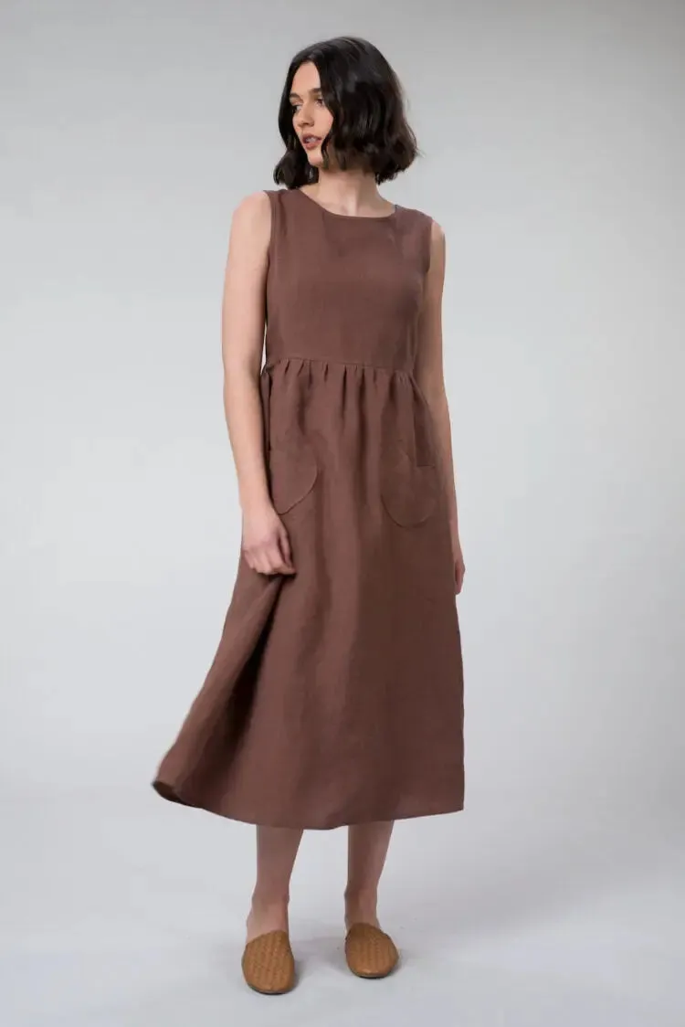 Jane Dress in Cacao Linen by Wilga Clothing