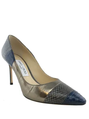 Jimmy Choo Metallic Leather Snakeskin Pumps Size 7.5