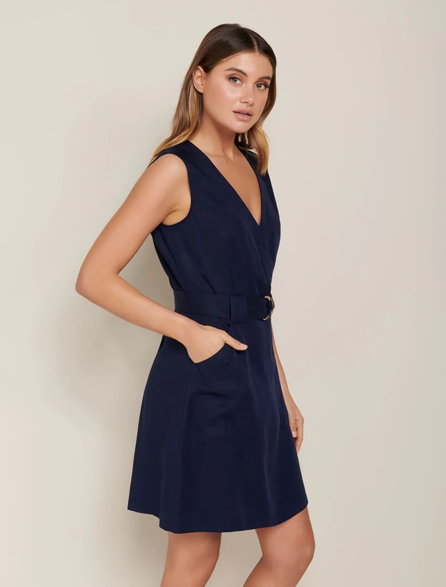 Katy Sleeveless Belted Dress