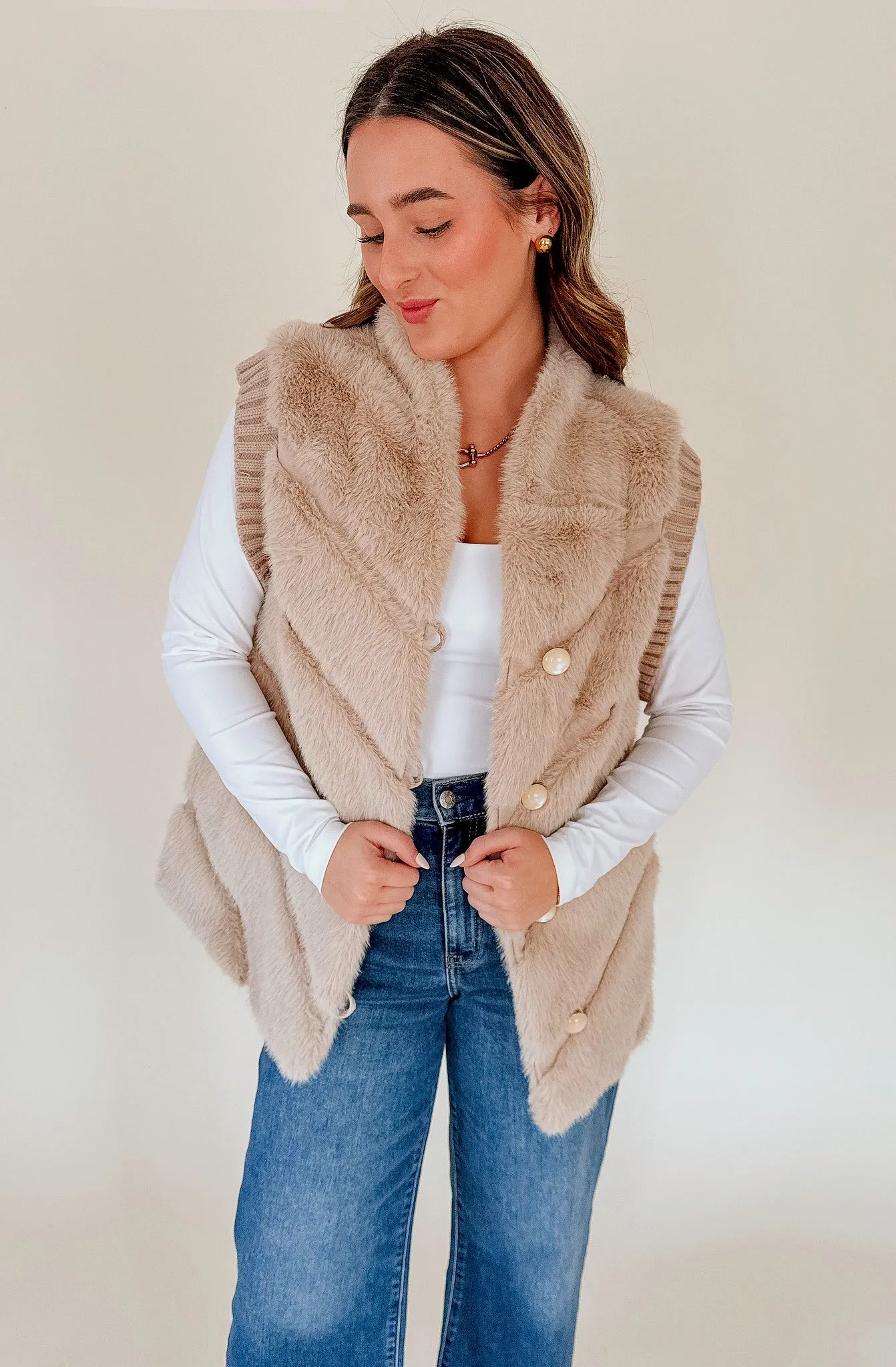 KORI SAND FAUX FUR VEST