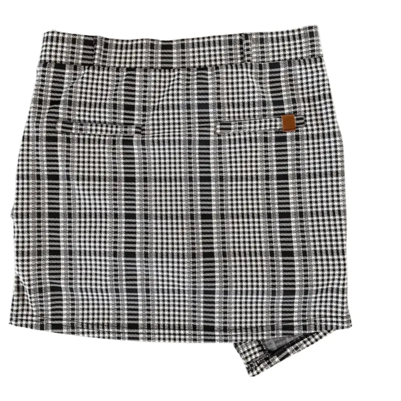 LaaTeeDa Layered Panel Skort - Black/White Plaid