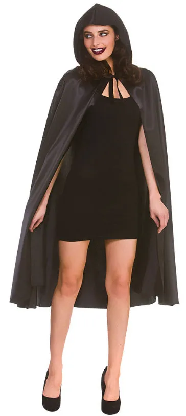 Ladies Halloween Deluxe Satin Hooded Cape Fancy Dress Costume Accessory