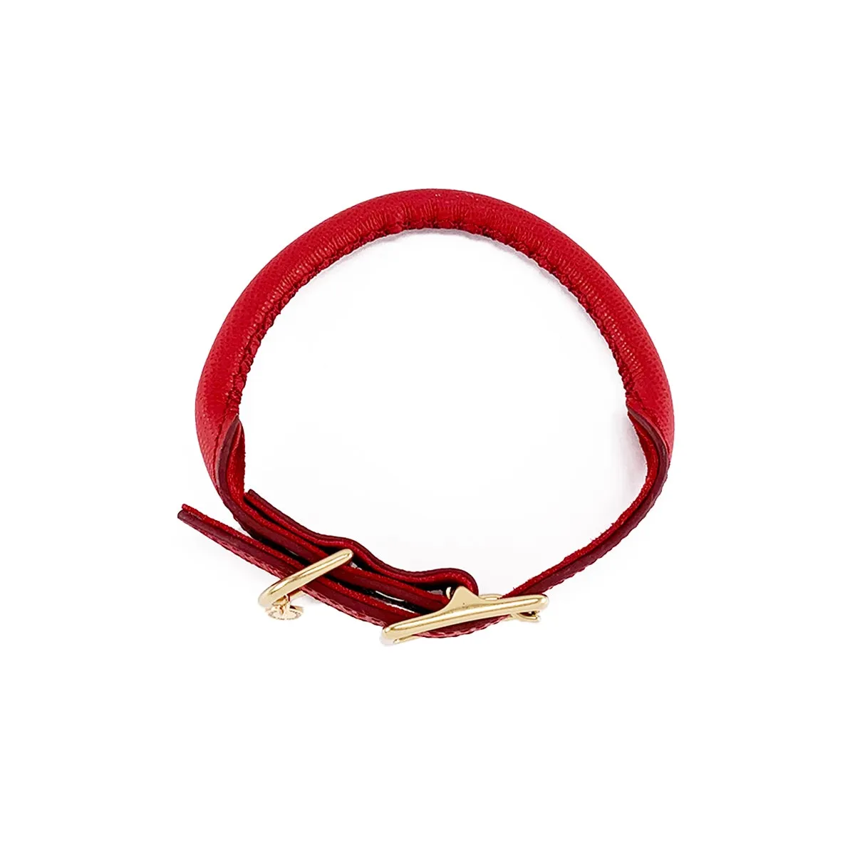 Lambert Rolled Leather Dog Collar Cayenne