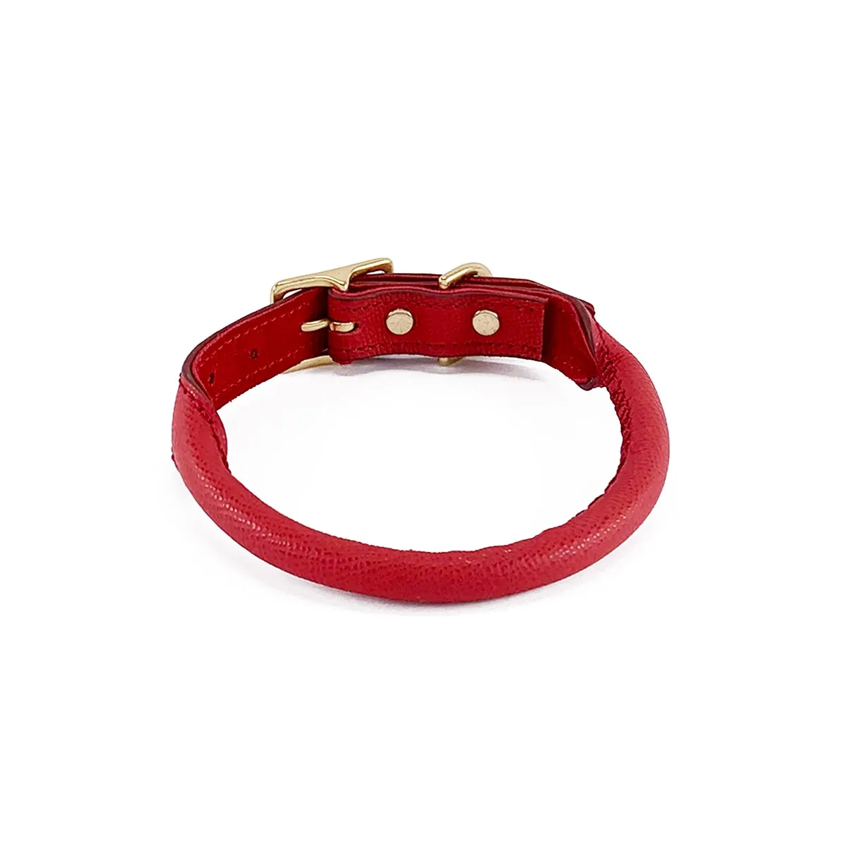 Lambert Rolled Leather Dog Collar Cayenne