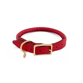 Lambert Rolled Leather Dog Collar Cayenne