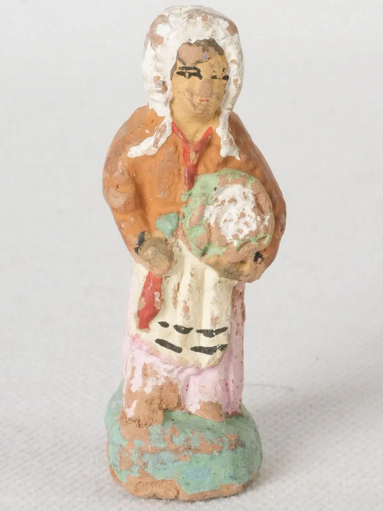 Late 19th / Early 20th Century Handmade Terracotta Santon Farmer with Vegetables