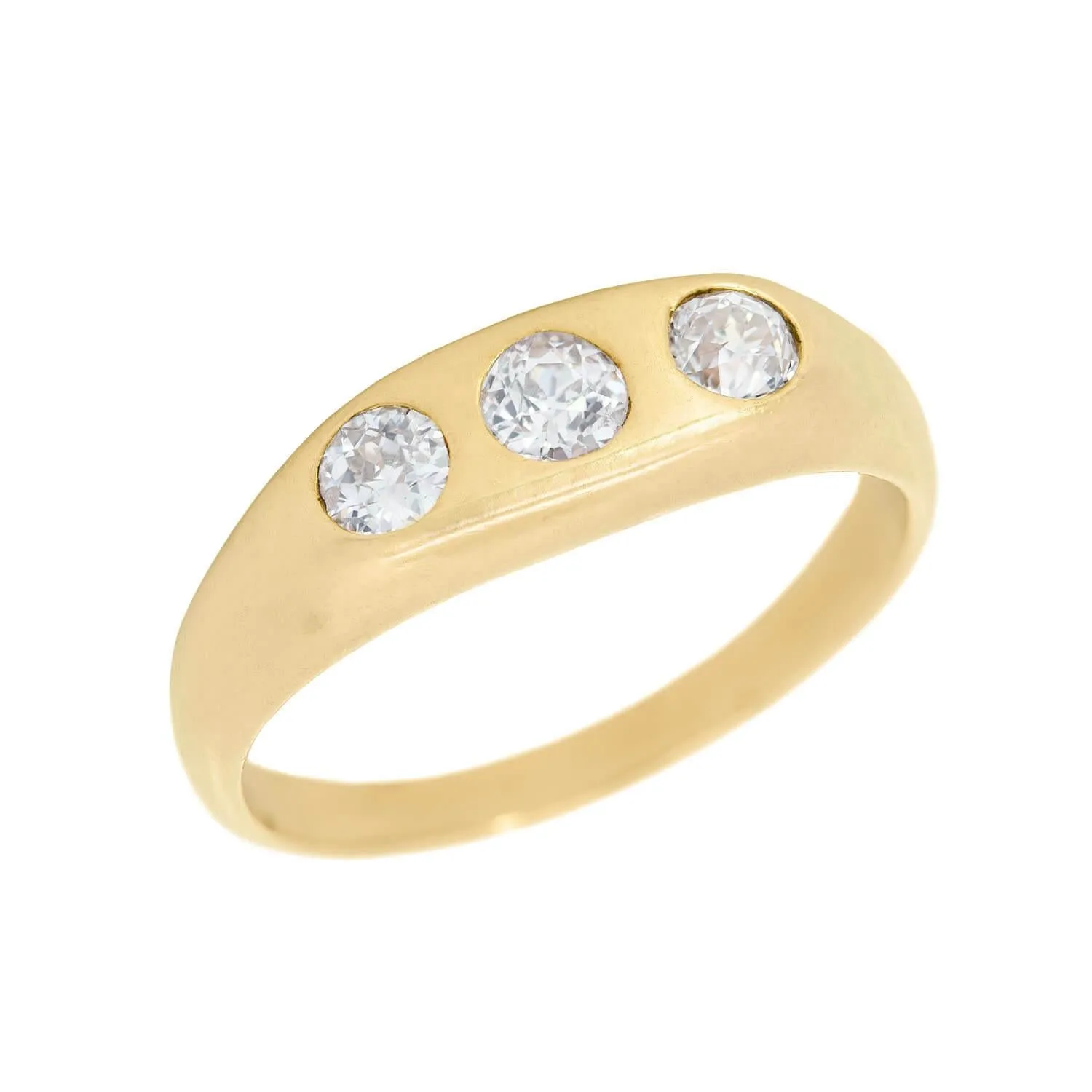 Late Victorian 14k Diamond Three Stone Ring