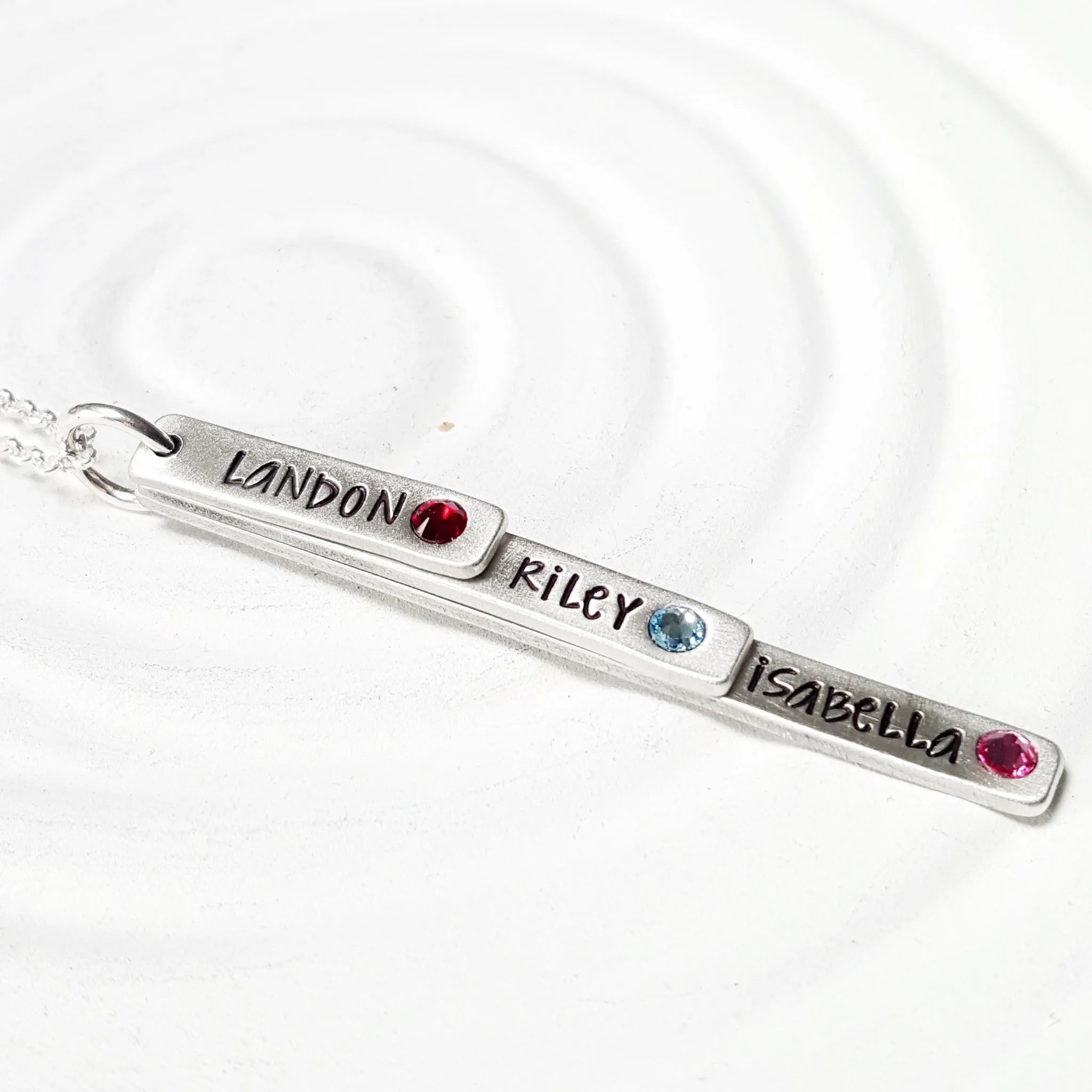 Layered Skinny Bar Necklace | Birthstone Mother's Necklace