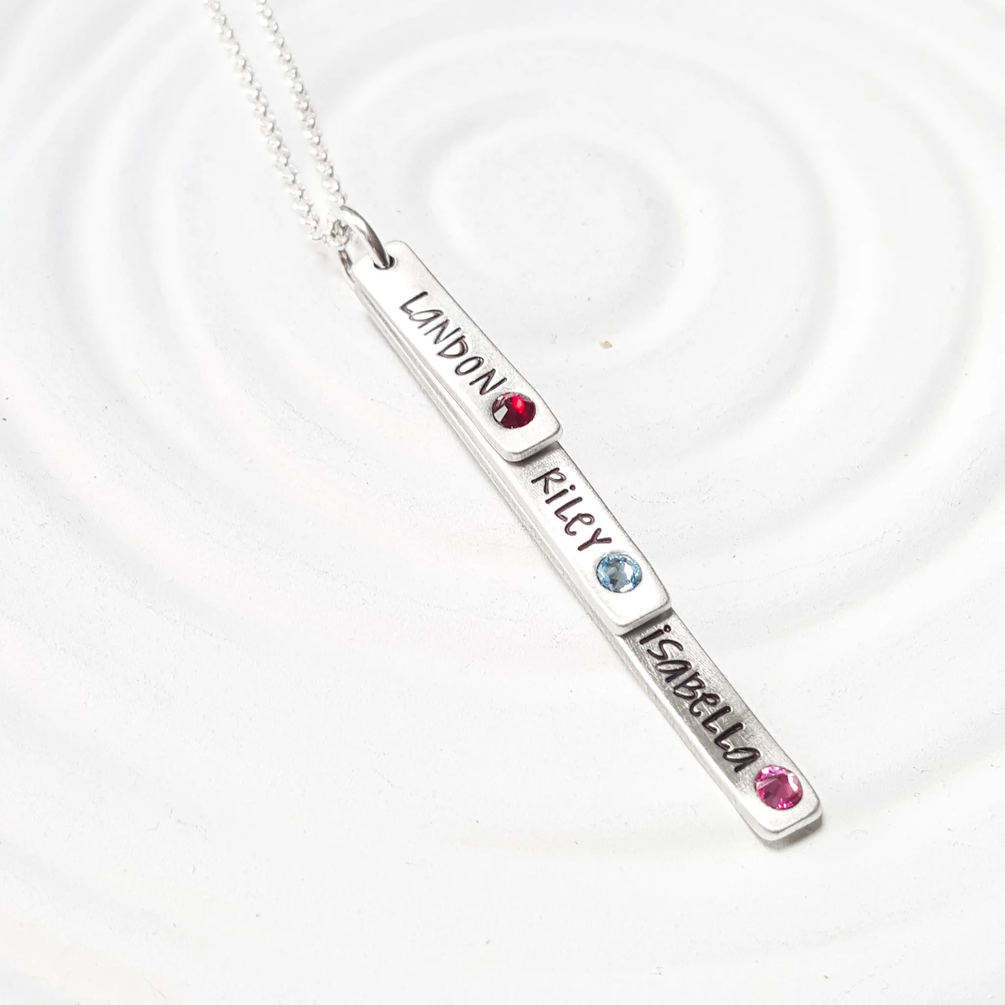 Layered Skinny Bar Necklace | Birthstone Mother's Necklace