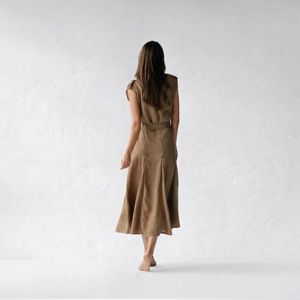 Linen dress kiodo beige by Seaside Tones