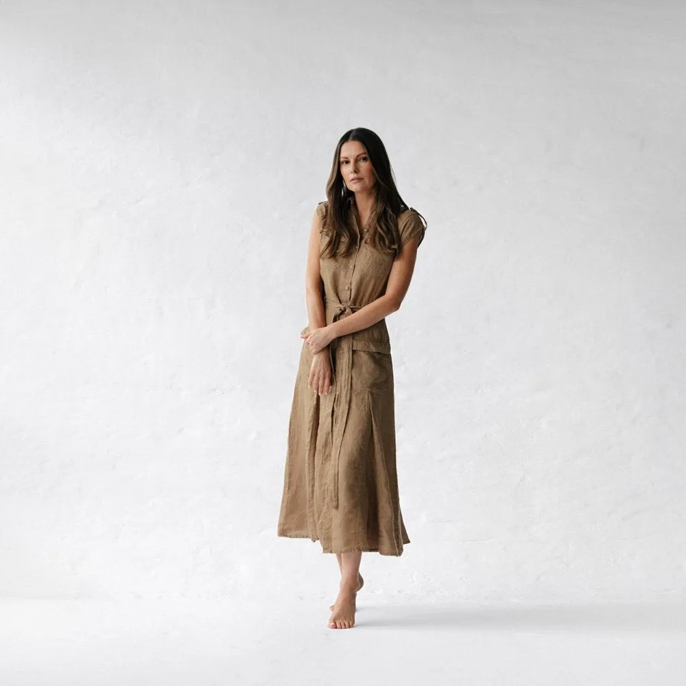 Linen dress kiodo beige by Seaside Tones