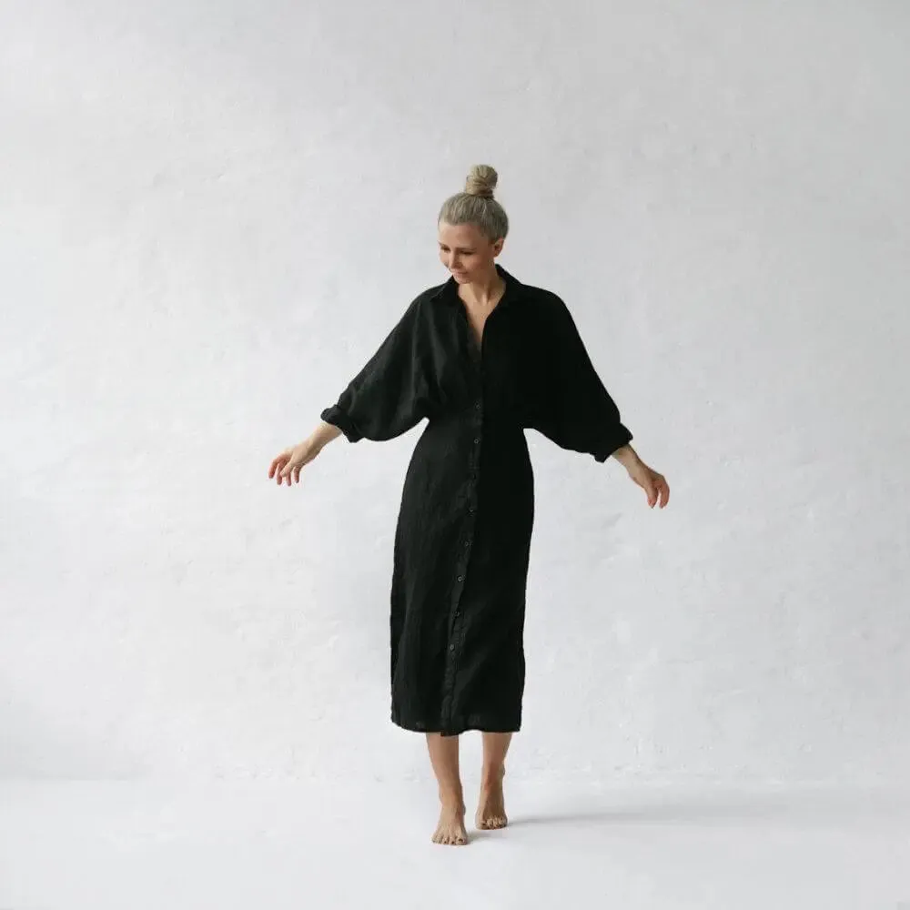 Linen Dress Nea Black by Seaside Tones