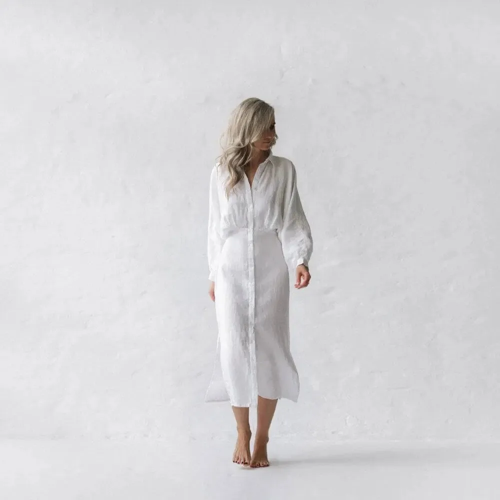 Linen Dress Nea White by Seaside Tones