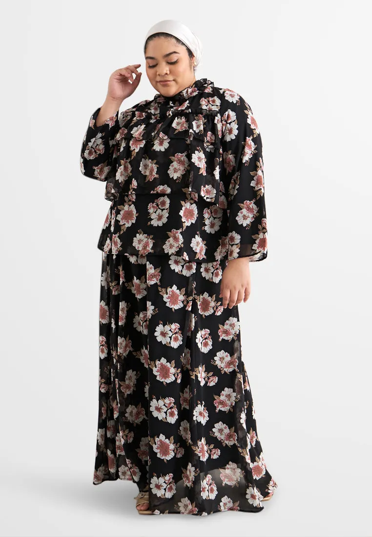 Lolita Floral Layered Chiffon Ruffle Top