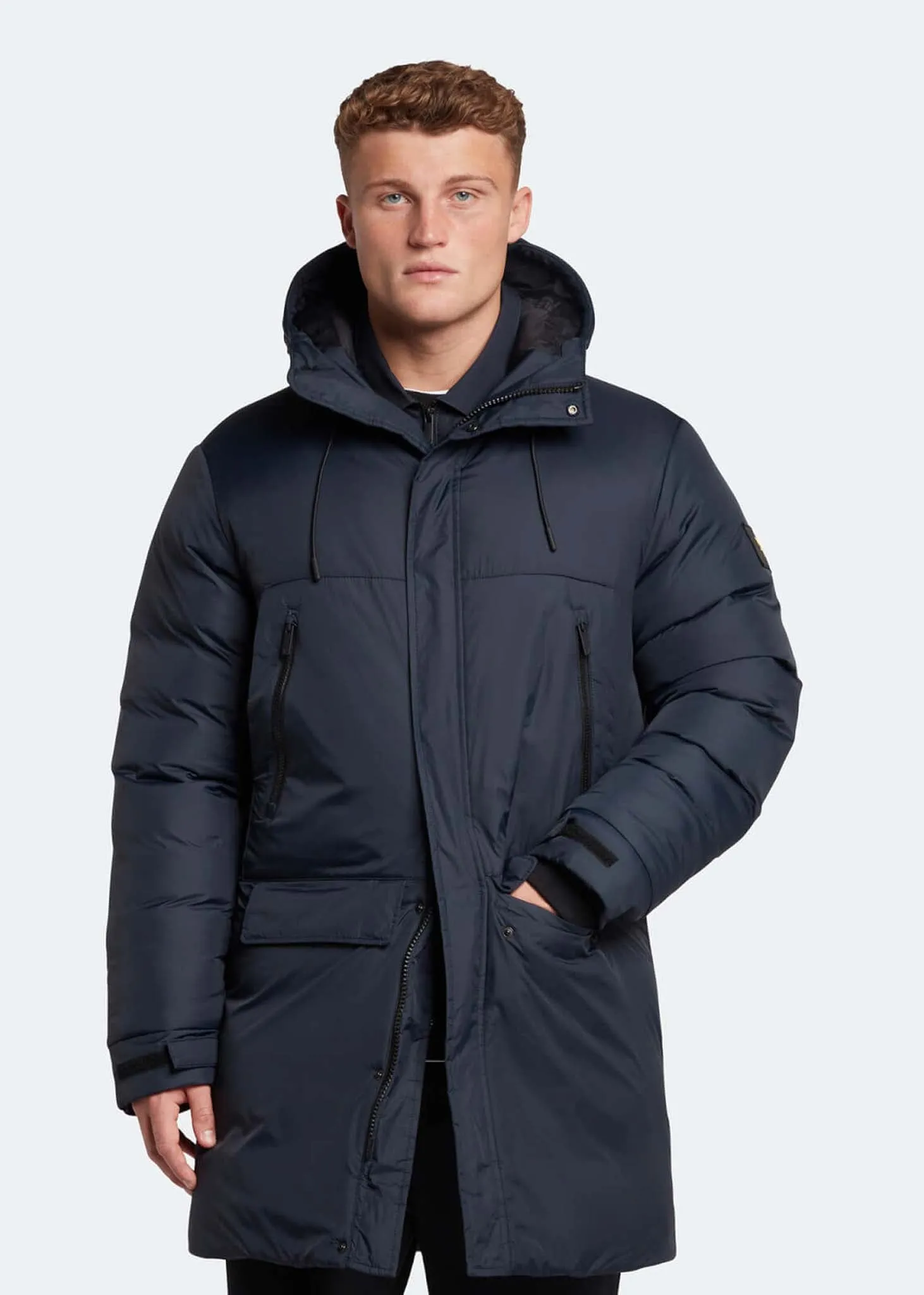 Long line internal padded jacket - dark navy