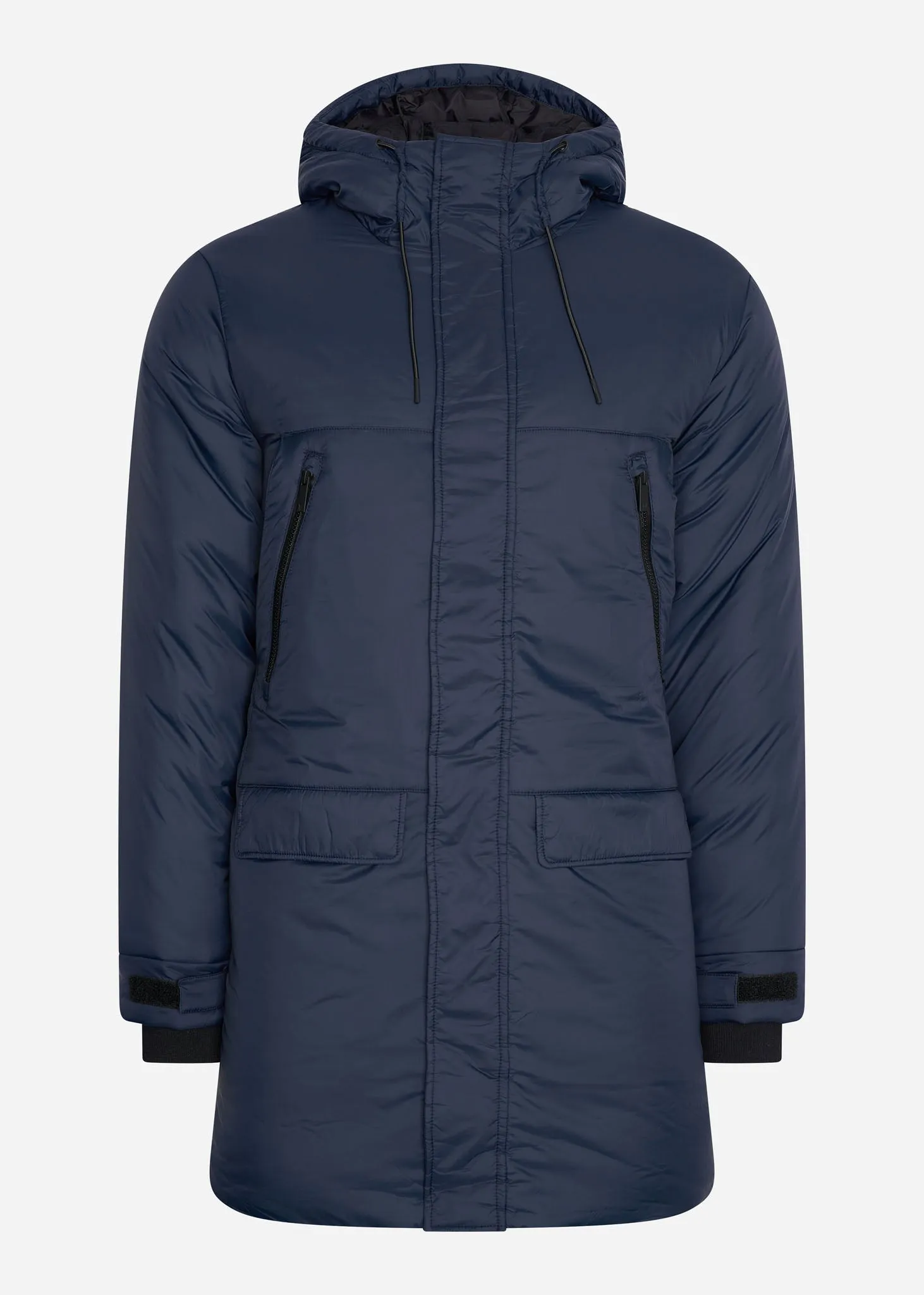 Long line internal padded jacket - dark navy