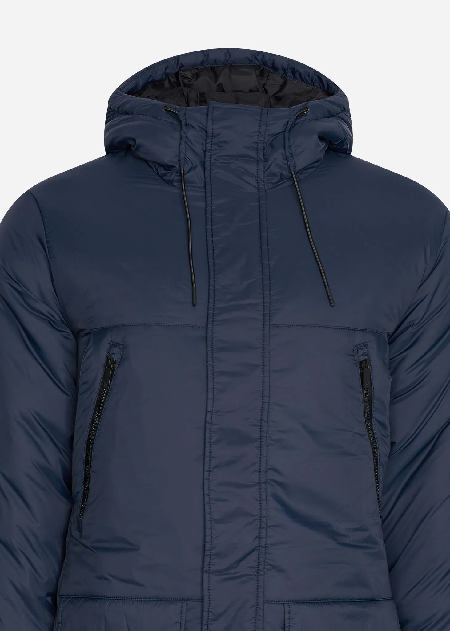 Long line internal padded jacket - dark navy