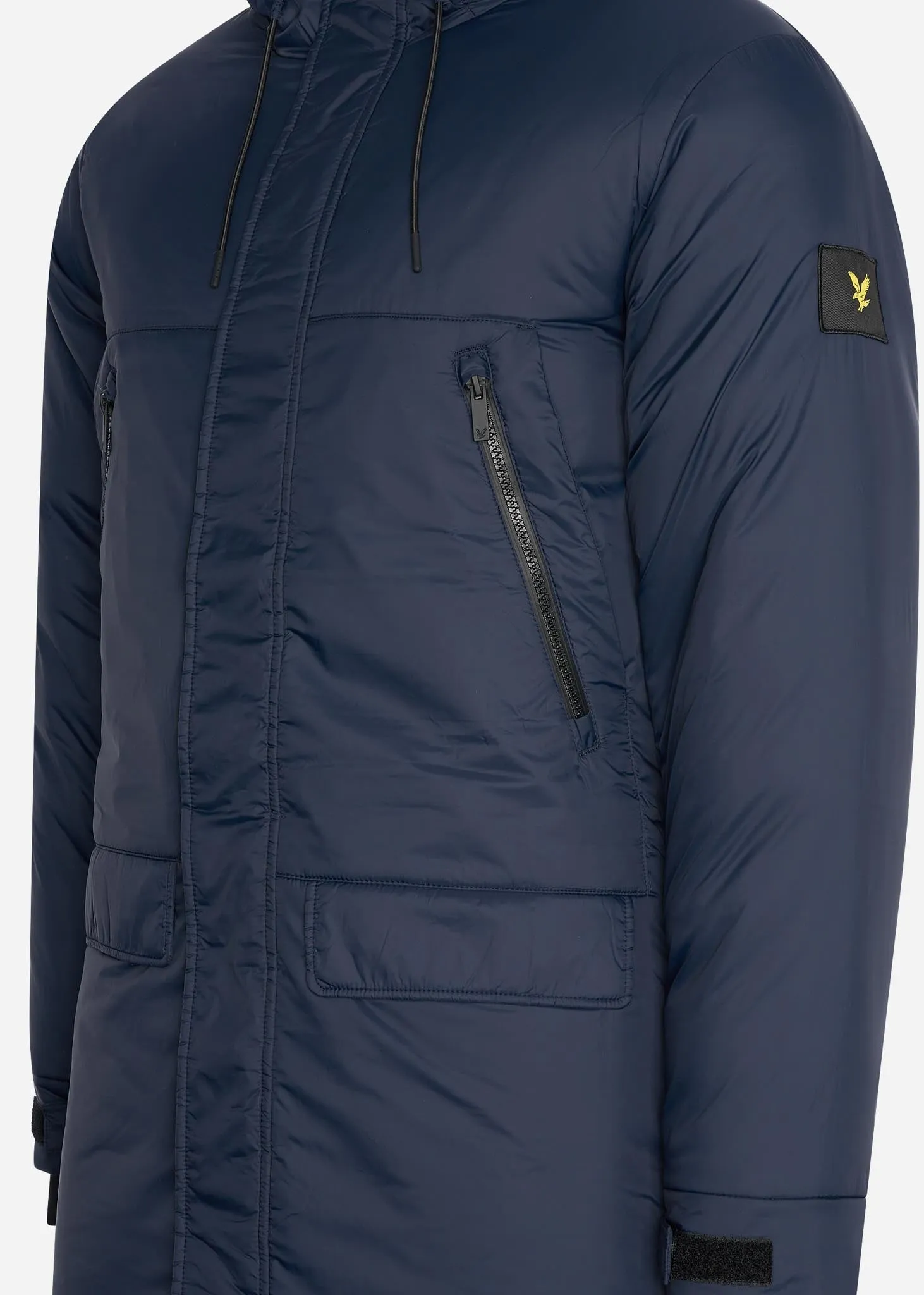 Long line internal padded jacket - dark navy