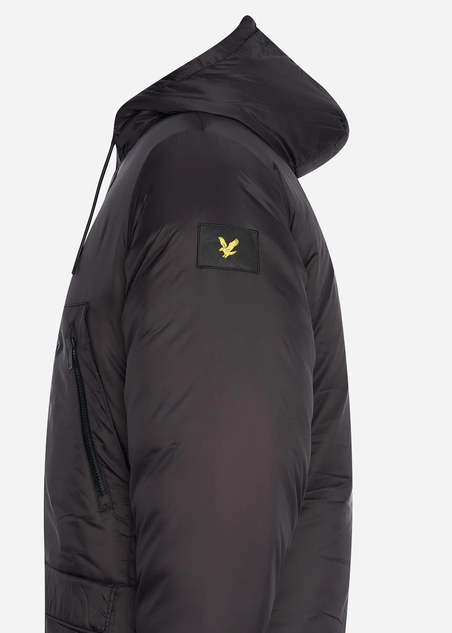 Long line internal padded jacket - jet black