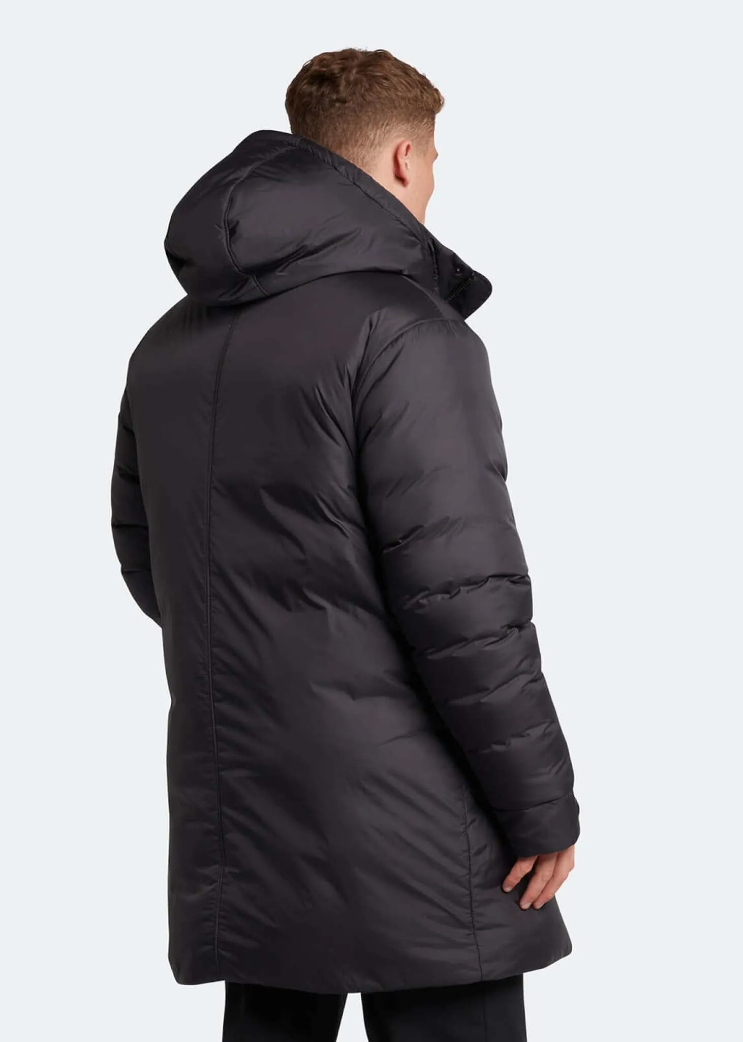 Long line internal padded jacket - jet black