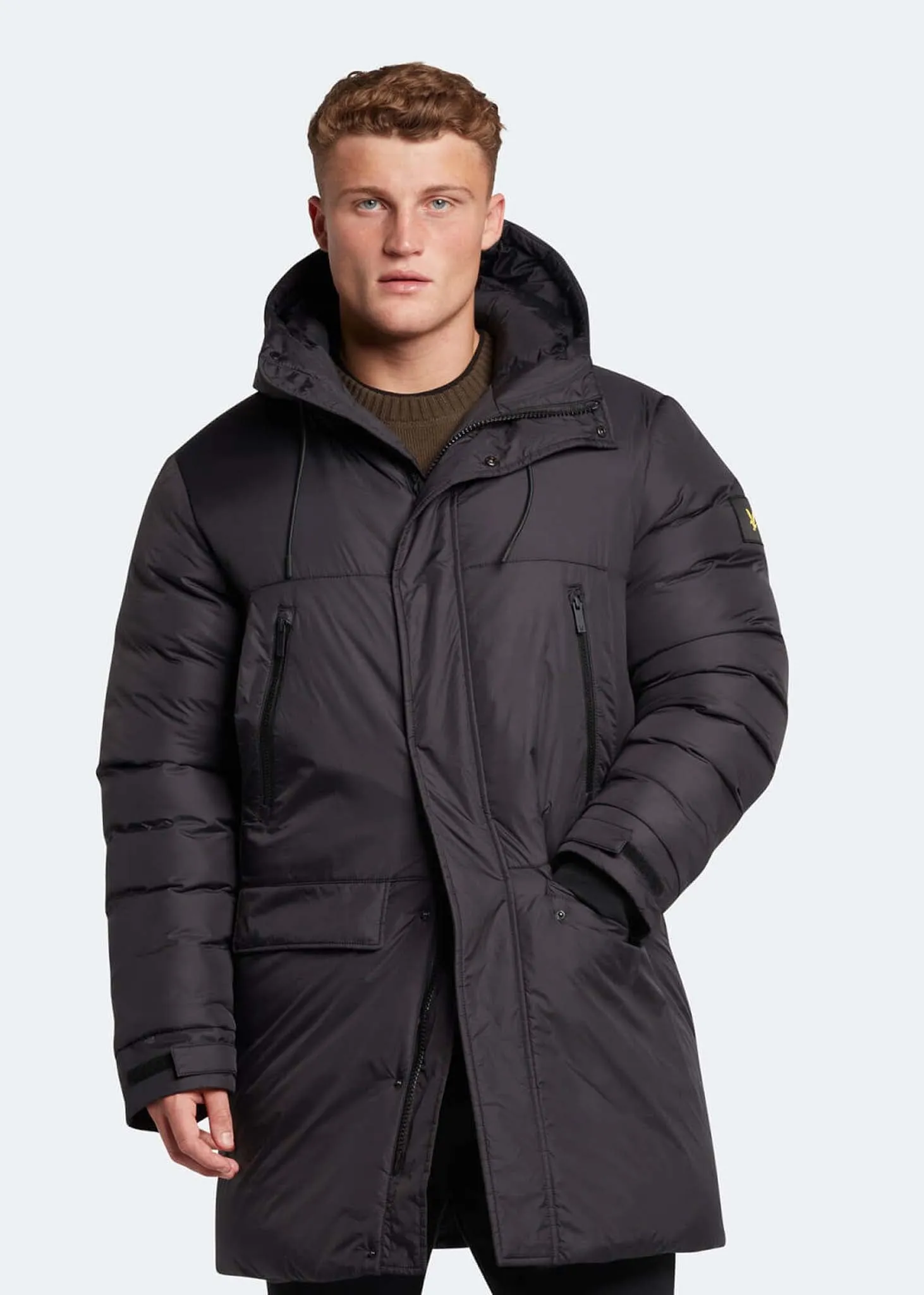 Long line internal padded jacket - jet black