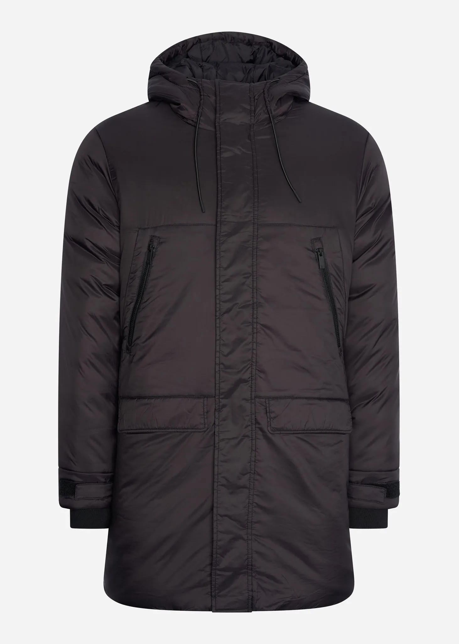 Long line internal padded jacket - jet black