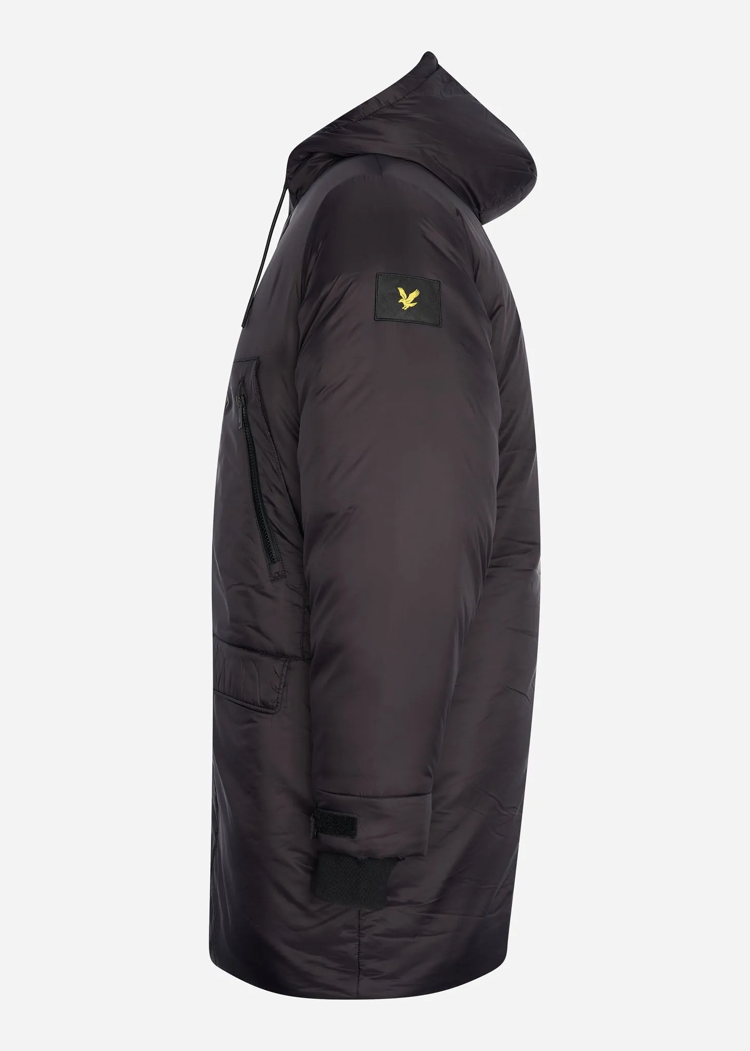 Long line internal padded jacket - jet black