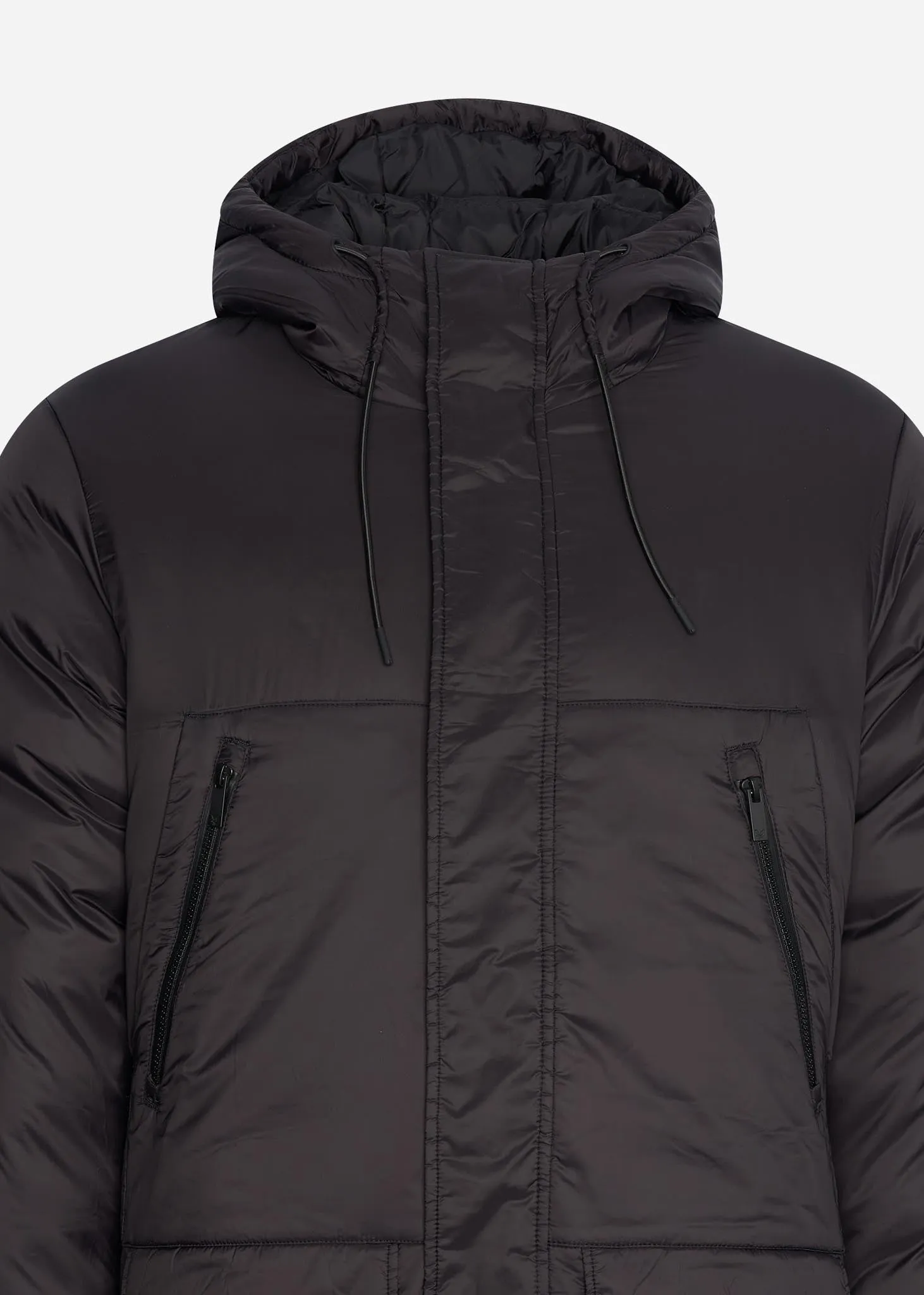 Long line internal padded jacket - jet black