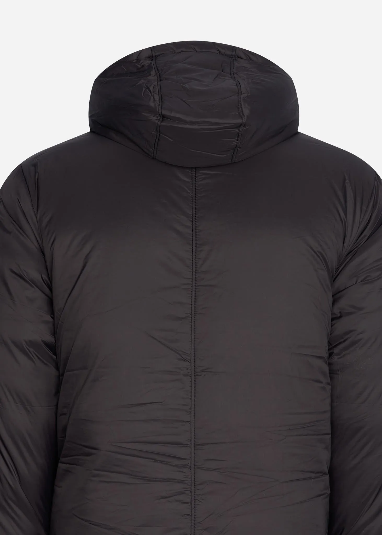 Long line internal padded jacket - jet black