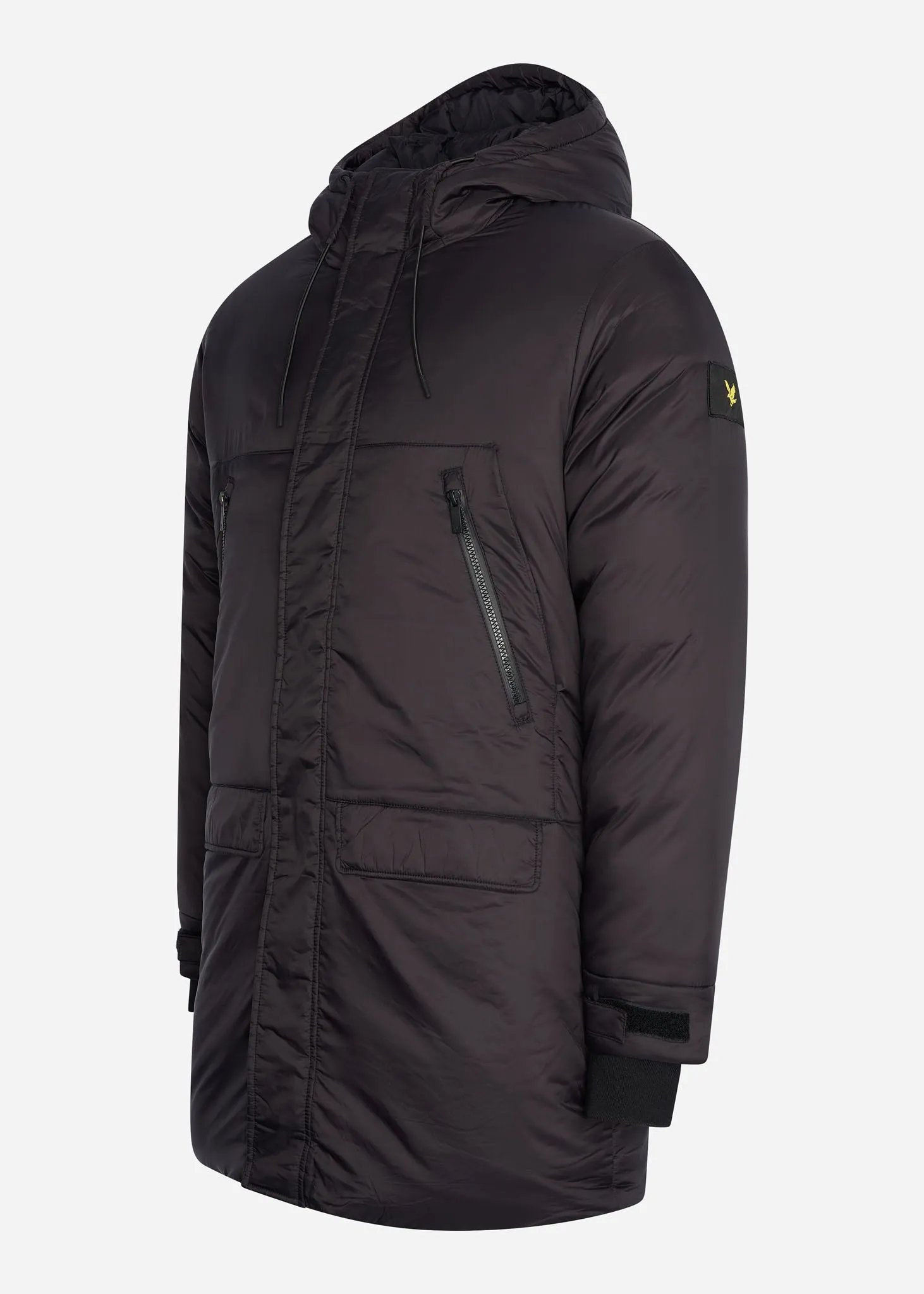 Long line internal padded jacket - jet black