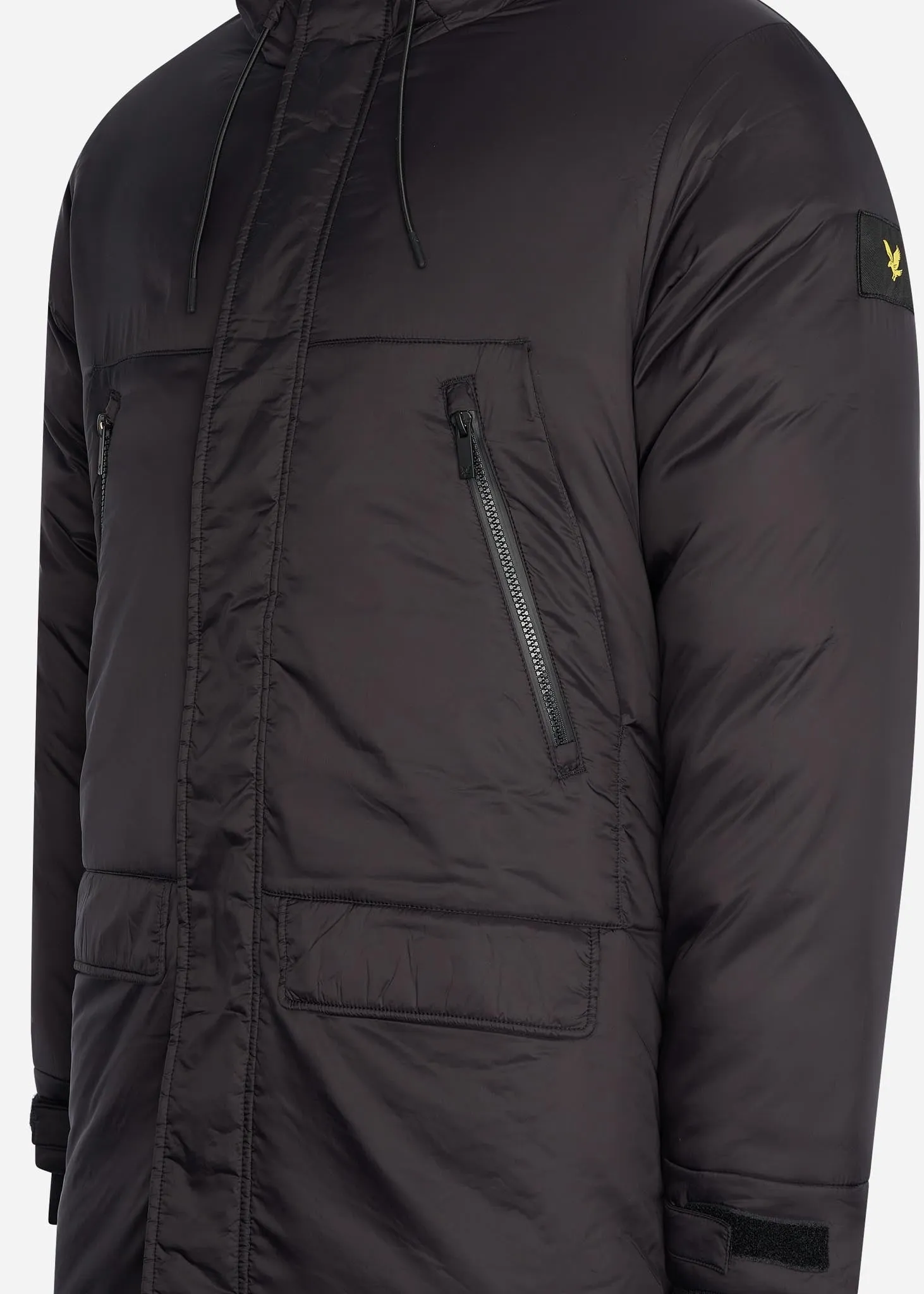 Long line internal padded jacket - jet black