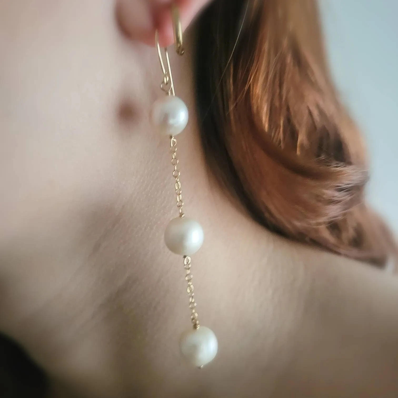 Long Pearl Drop Earrings